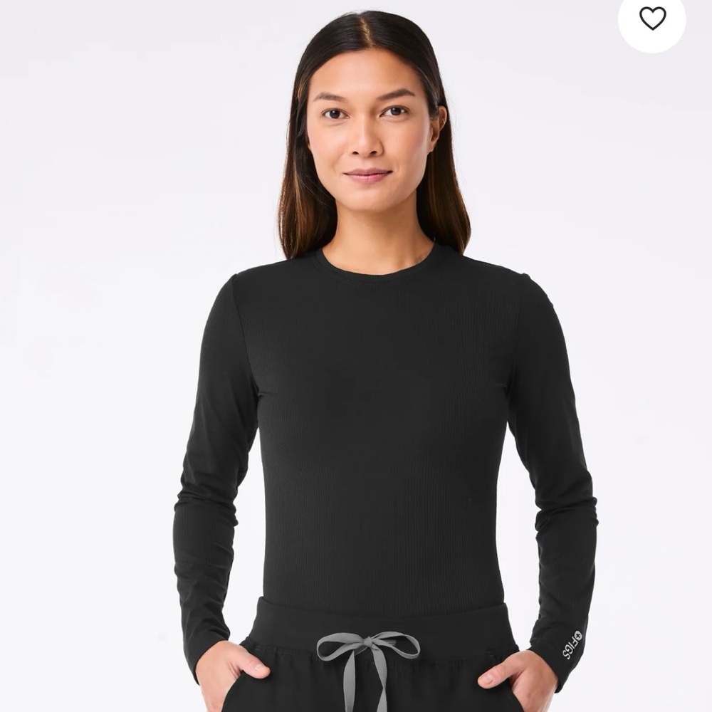 Figs Black Long-Sleeve Ribbed Top